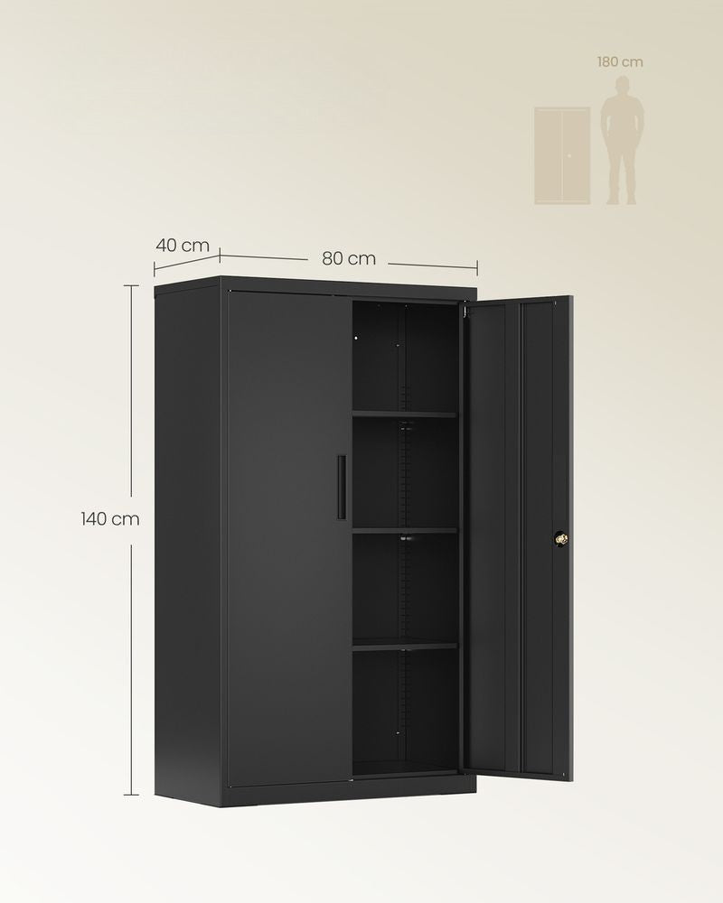Nancy's Settefrati Archiefkast - Kantoorkast - Dossierkast - Zwart - Staal - 80 x 40 x 140 cm