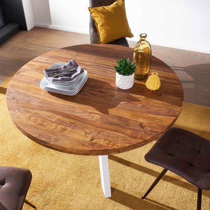 Nancy's Eetkamertafel - Massief Houten Eettafel - Sheesham - Bruin - 130 x 77 x 130 cm