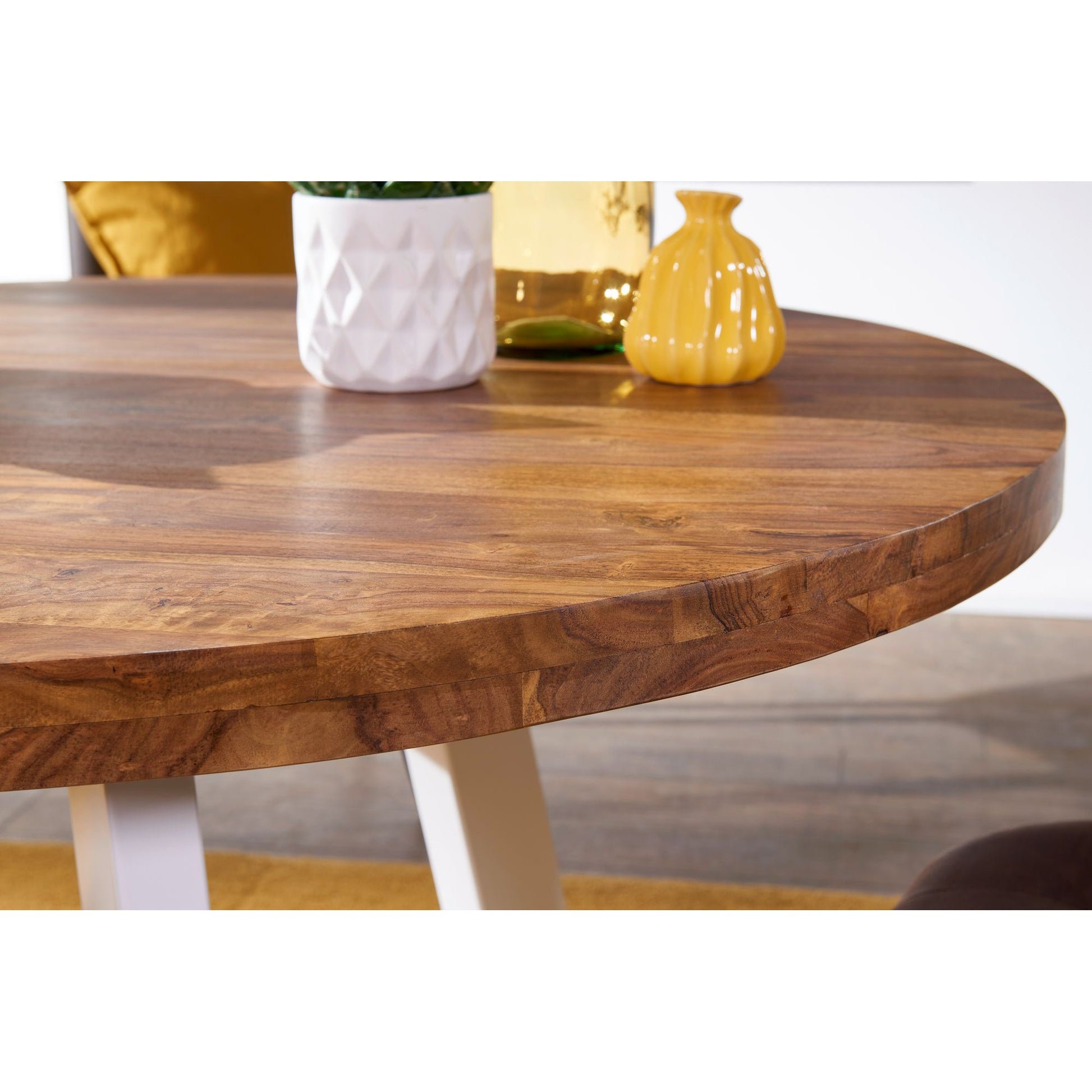 Nancy's Eetkamertafel - Massief Houten Eettafel - Sheesham - Bruin - 130 x 77 x 130 cm