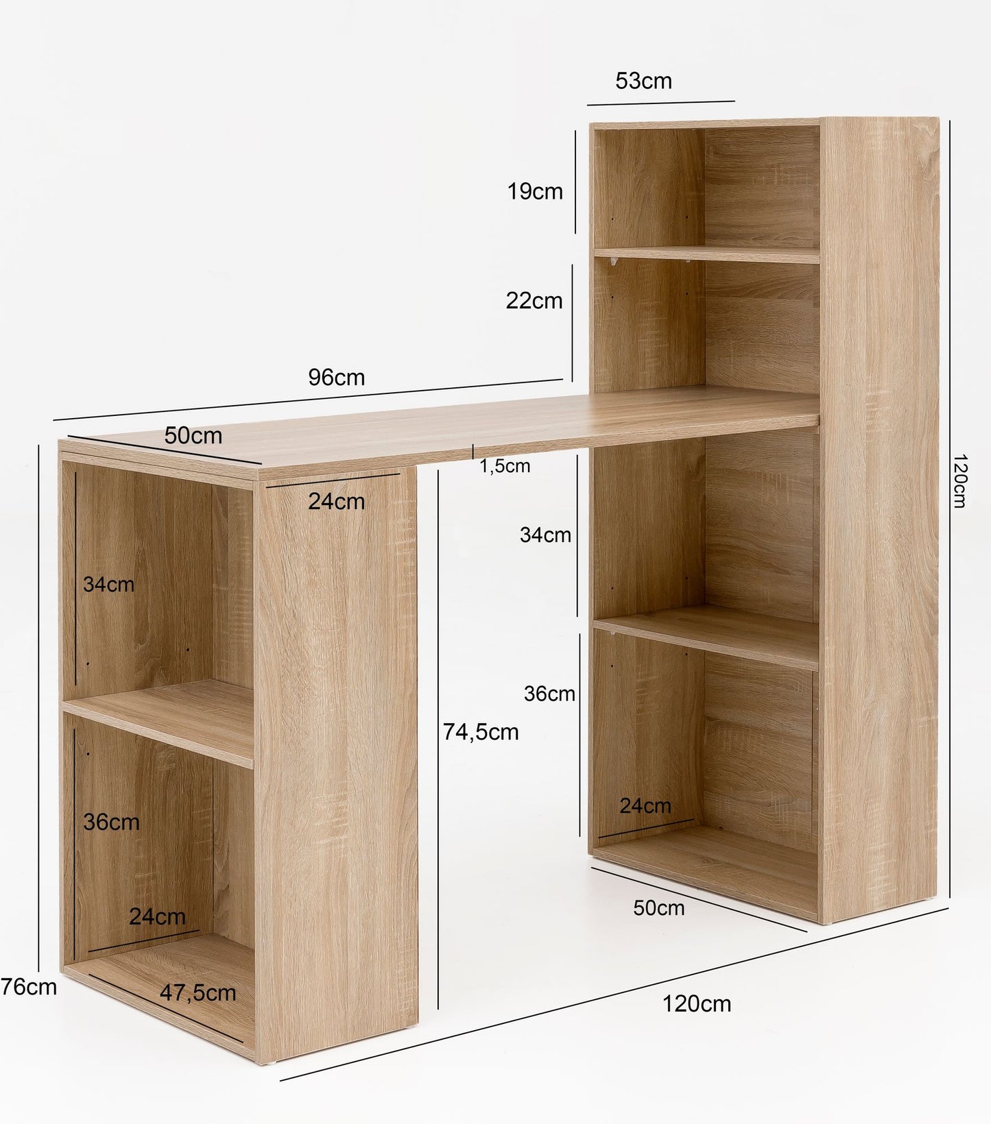 Table de bureau en bois de Nancy - Table PC moderne - Marron - 120 x 120 x 53 cm