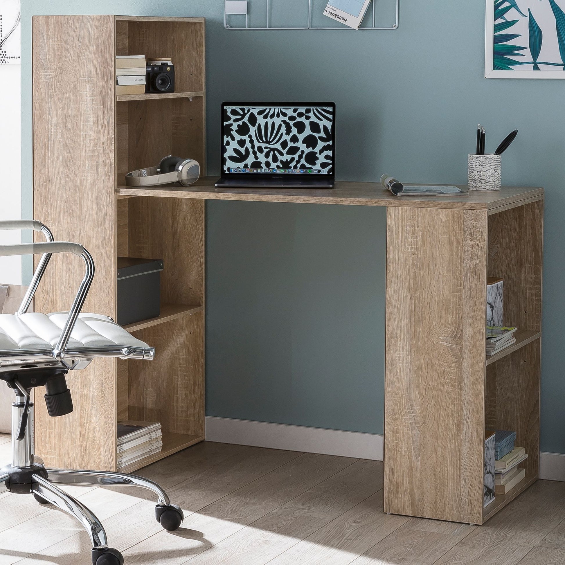 Nancy's Hyda Bureau - Computertafel - Met Opbergruimte - Bruin - ± 120 x 50 x 120 cm