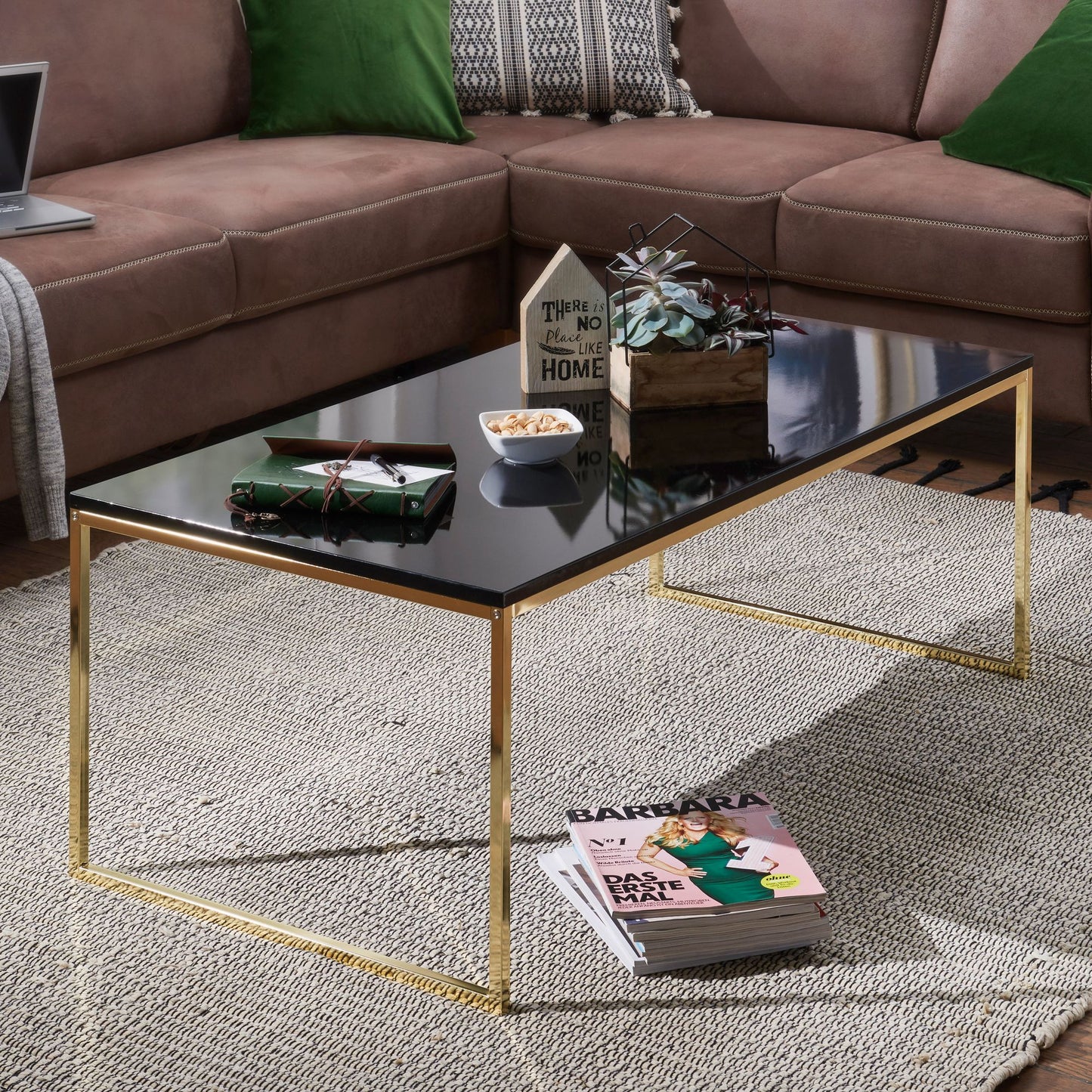 Nancy's Sambade Salontafel - Koffietafel - Zwart / Goud - 120 x 60 x 45 cm