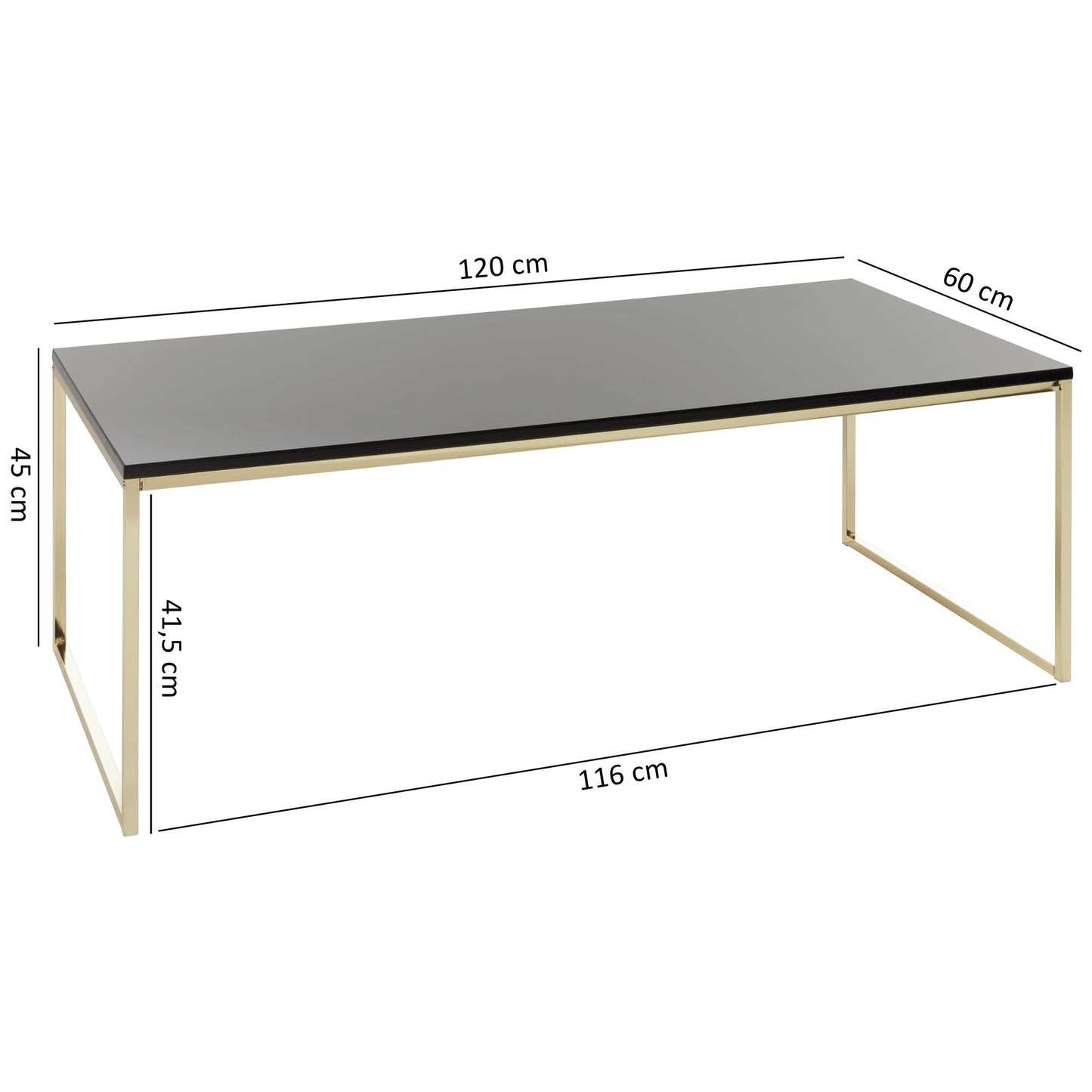 Nancy's Sambade Salontafel - Koffietafel - Zwart / Goud - 120 x 60 x 45 cm