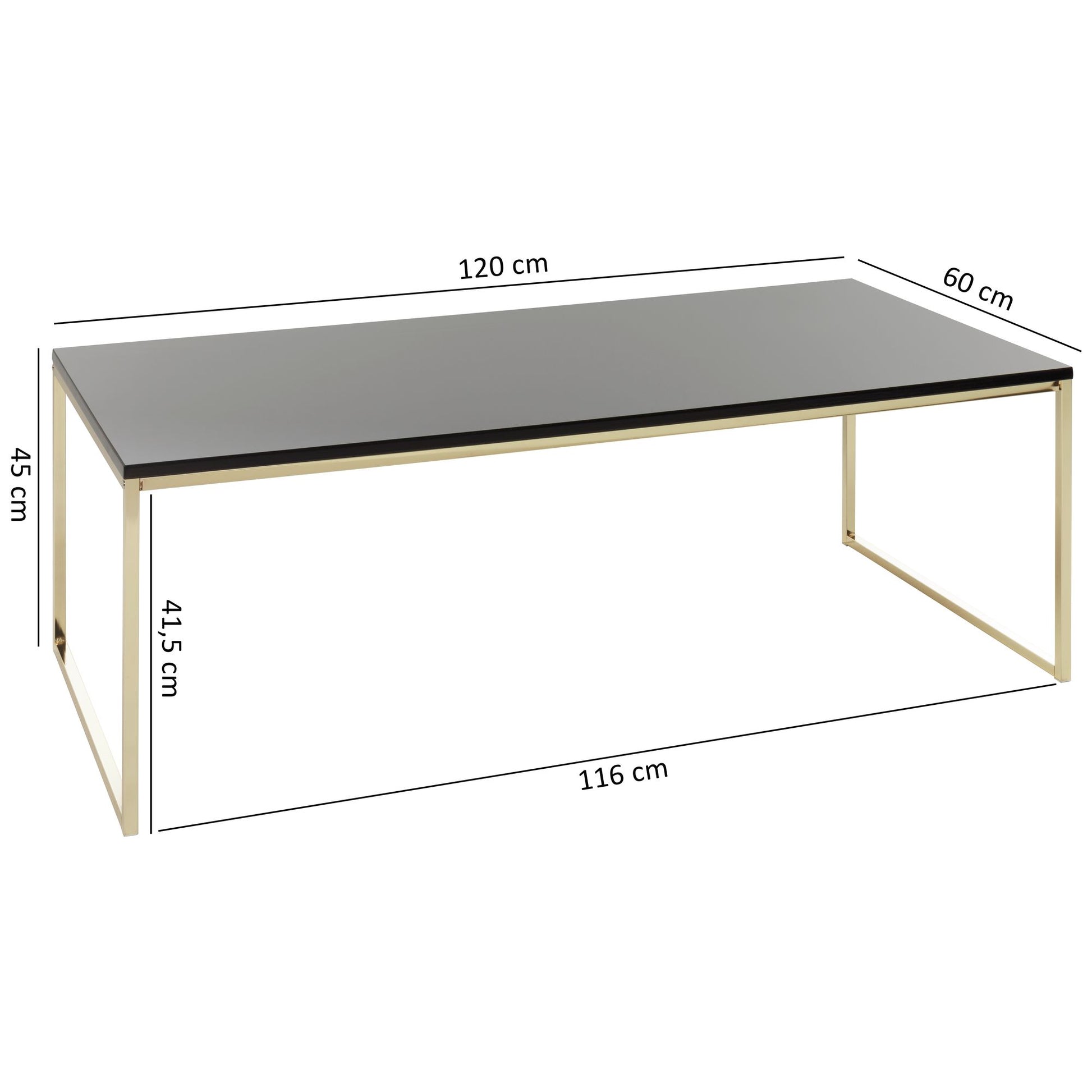 Nancy's Sambade Salontafel - Koffietafel - Zwart / Goud - 120 x 60 x 45 cm