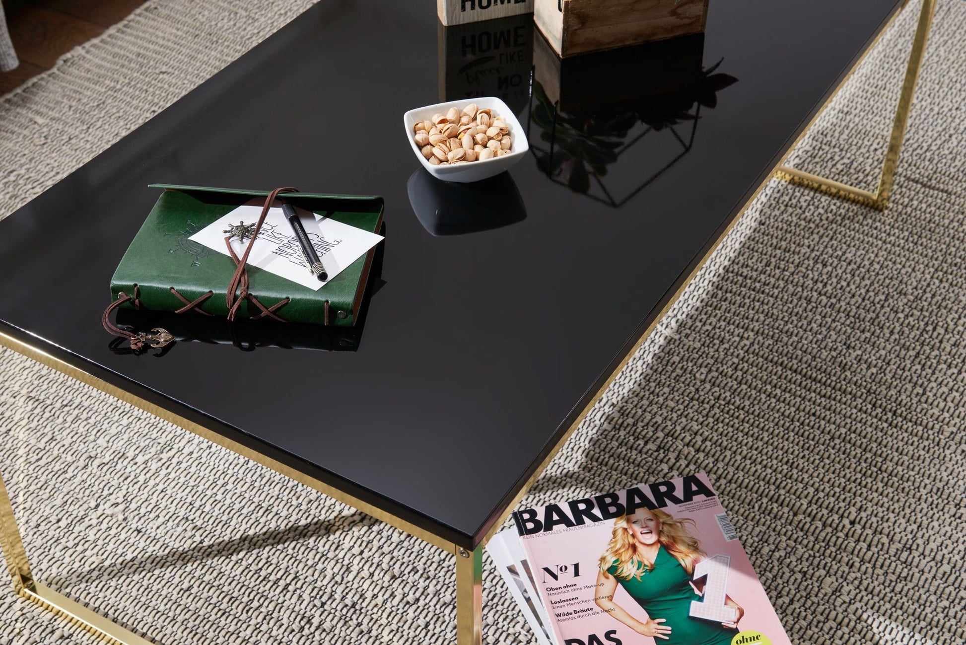 Nancy's Sambade Salontafel - Koffietafel - Zwart / Goud - 120 x 60 x 45 cm