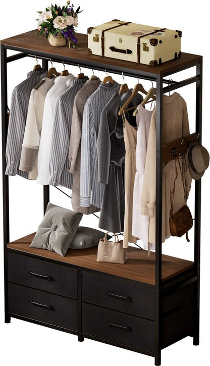 Casamoda Kledingkast - Wandgarderobe - Kledingrek - Kleerkast - Kapstok - Walnoot - 100 x 40 x 180 cm
