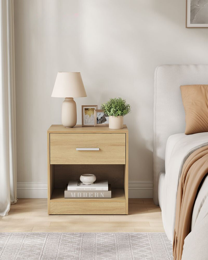 Nancy's Askern Bedside Table Brown - Side table with drawer - Modern - 39 x 28 x 41 cm