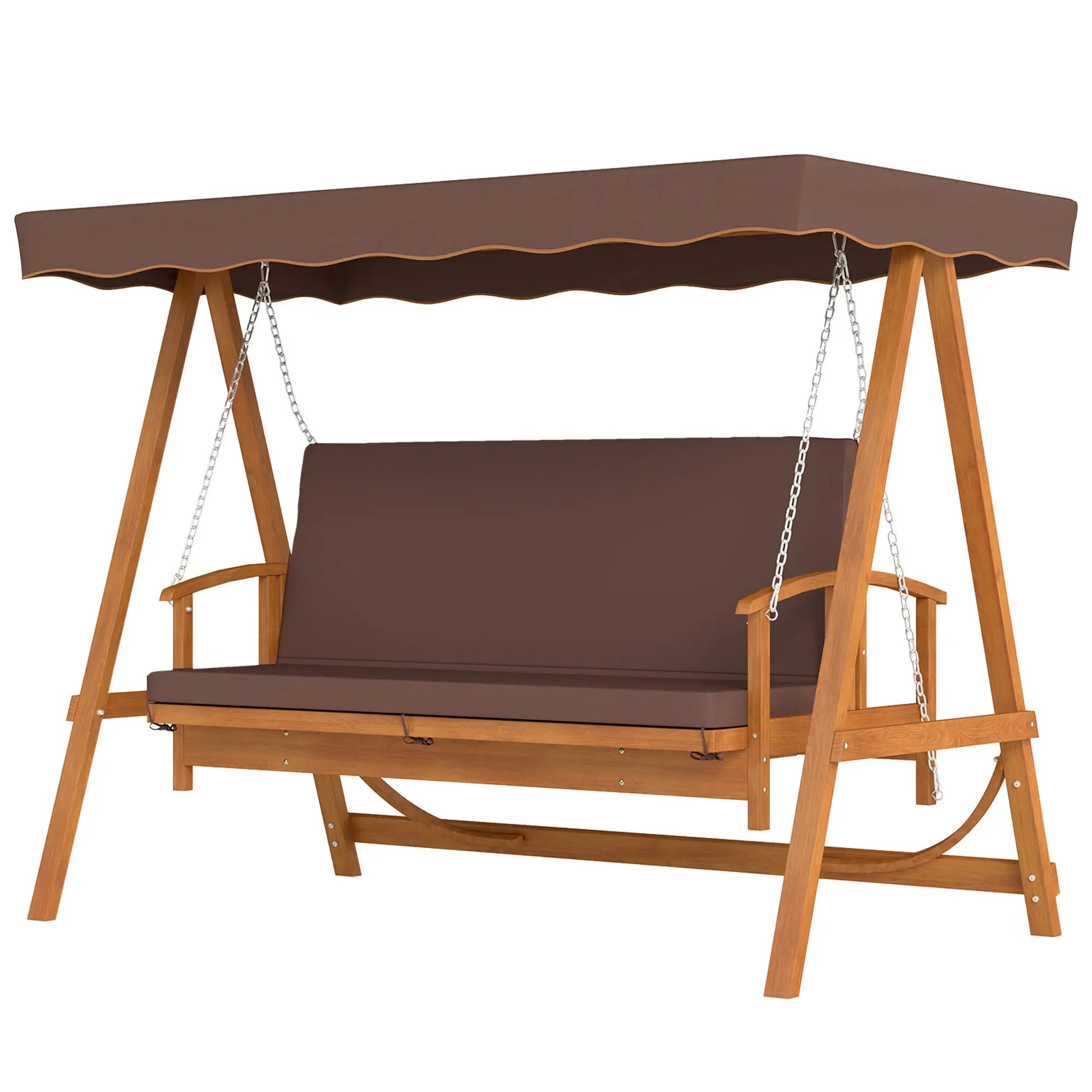 Nancy's Gavardo Schommelbank - Hollywoodschommel - Tuinschommel - Bruin - Dennenhout - ± 235 x 130 x 180 cm