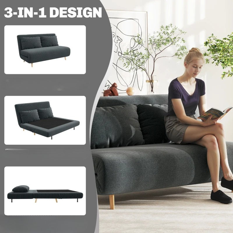 Nancy's Peccioli Slaapbank - 2-Zitsbank met slaapfunctie - Verstelbare rugleuning - Donkergrijs