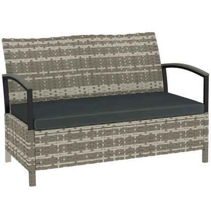 Nancy's Saludecio Tuinbank - Bank voor buiten - Opbergbank - Grijs - Rotan - ± 125 x 70 x 80 cm