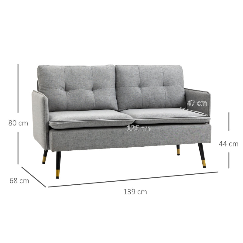 Nancy's Esther 2-zitsbank - Bank - Grijs - Linnenlook - ± 140 x 70 x 80 cm