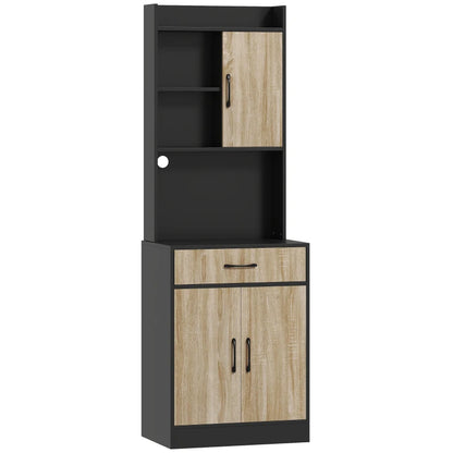 Nancy's Orbetello Keukenkast - Buffetkast - Opbergkast - Hout / Zwart - 60 x 40 x 180 cm