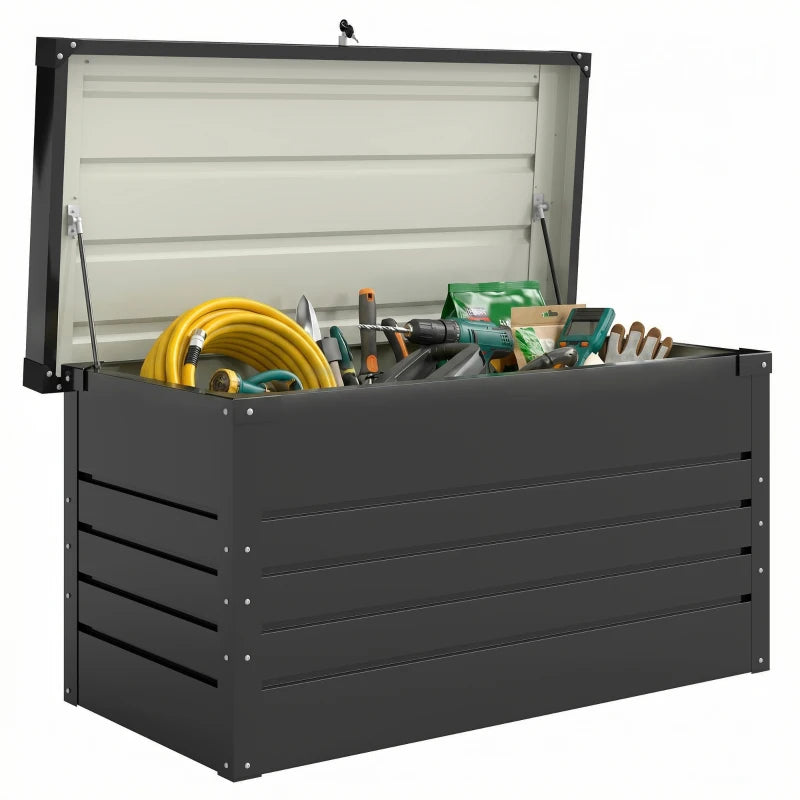 Nancy's Robella Tuinkussenbox - Opbergbox voor buiten - Tuinkist - Grijs - Staal - 120 x 60 x 60 cm