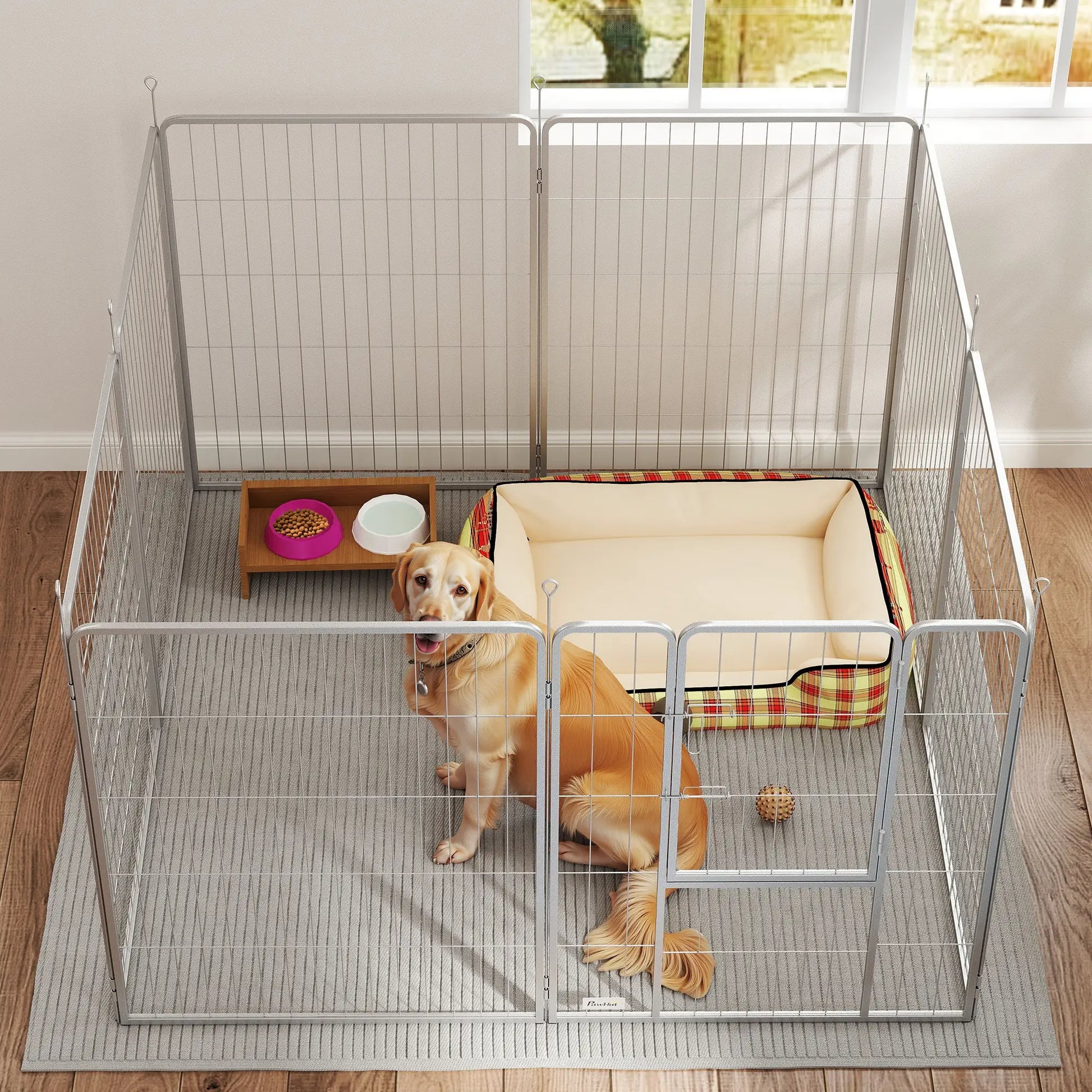 Nancy's Cognola Hondenbox - Honden ren - Dieren ren - Zilver - Staal