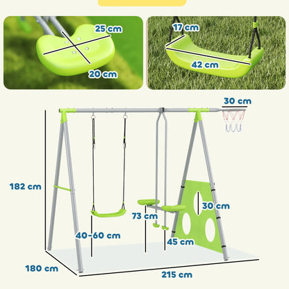 Nancy's Dragoni Speeltoestel - Kinderschommel - Schommelset - Groen / Grijs - ± 215 x 180 x 180 cm