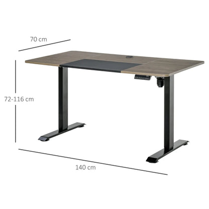 Nancy's Asciano Verstelbaar Bureau - Elektrisch Bureau - Zit-Sta Bureau - Naturel / Zwart - 140 x 70 x 72-116 cm
