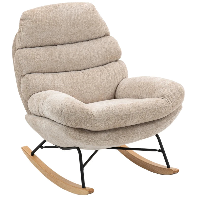 Nancy's Paciano Schommelstoel - Relaxstoel - Relaxfauteuil - Crèmewit - Chenille