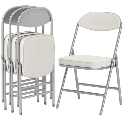 Nancy's Oliveri Klapstoelen - Set van 4 - Vouwstoel - Corduroy - Crèmewit