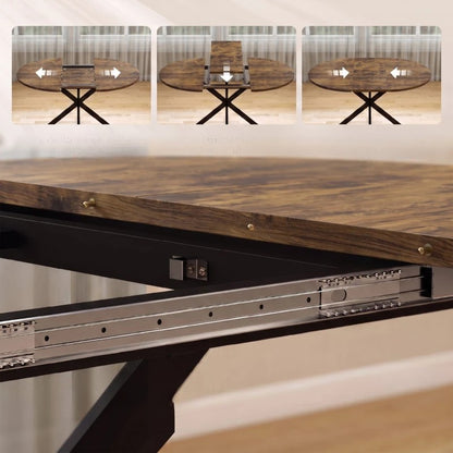 Nancy's Tossicia Eettafel Ovaal - Uitschuifbare eettafel - Tafel ovaal - Bruin / Zwart - MDF / Staal