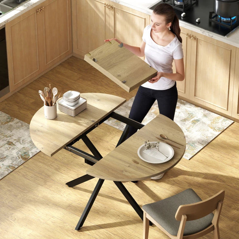 Nancy's Tossicia Eettafel Ovaal - Uitschuifbare eettafel - Tafel ovaal - Naturel hout / Zwart - MDF / Staal