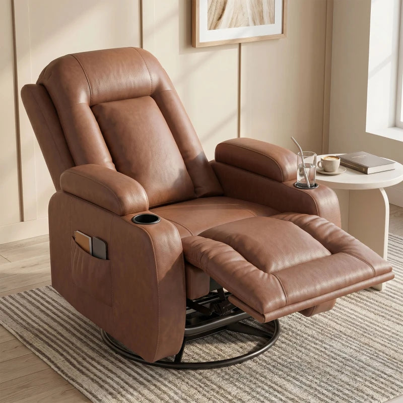 Nancy's Tavarnuzze Massagestoel - Relaxfauteuil - Massagefauteuil - Verwarmde massage & ontspanning - Lichtbruin - Kunstleer