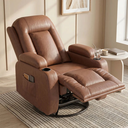 Nancy's Tavarnuzze Massagestoel - Relaxfauteuil - Massagefauteuil - Verwarmde massage & ontspanning - Lichtbruin - Kunstleer