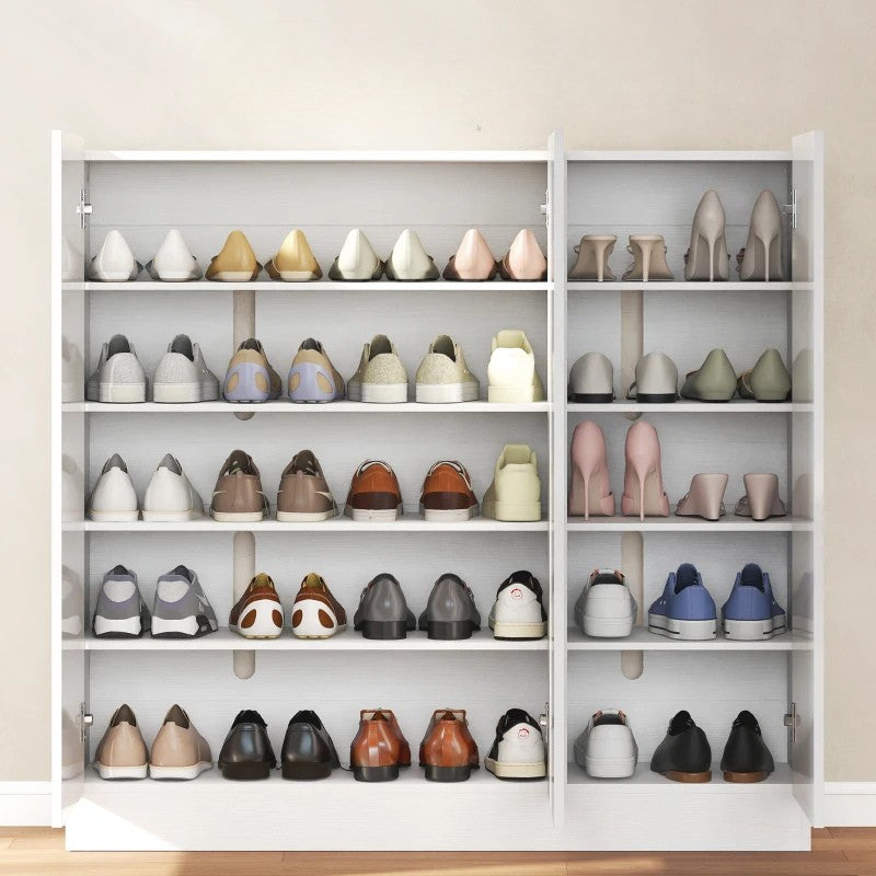 Nancy's Montecorice Schoenenkast - Opbergkast voor Schoenen - Schoenenrek - Wit - ± 105 x 35 x 110 cm