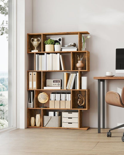 Nancy's Mesero Boekenkast - Opbergkast - Vitrinekast - S-vorm - Bruin - ± 90 x 25 x 160 cm