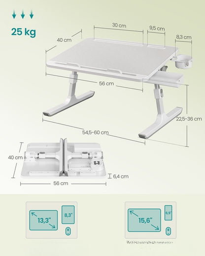 Nancy's Tiglieto Laptoptafel - Laptopstandaard - Kantelbaar Tafelblad - In Hoogte Verstelbaar - Grijs