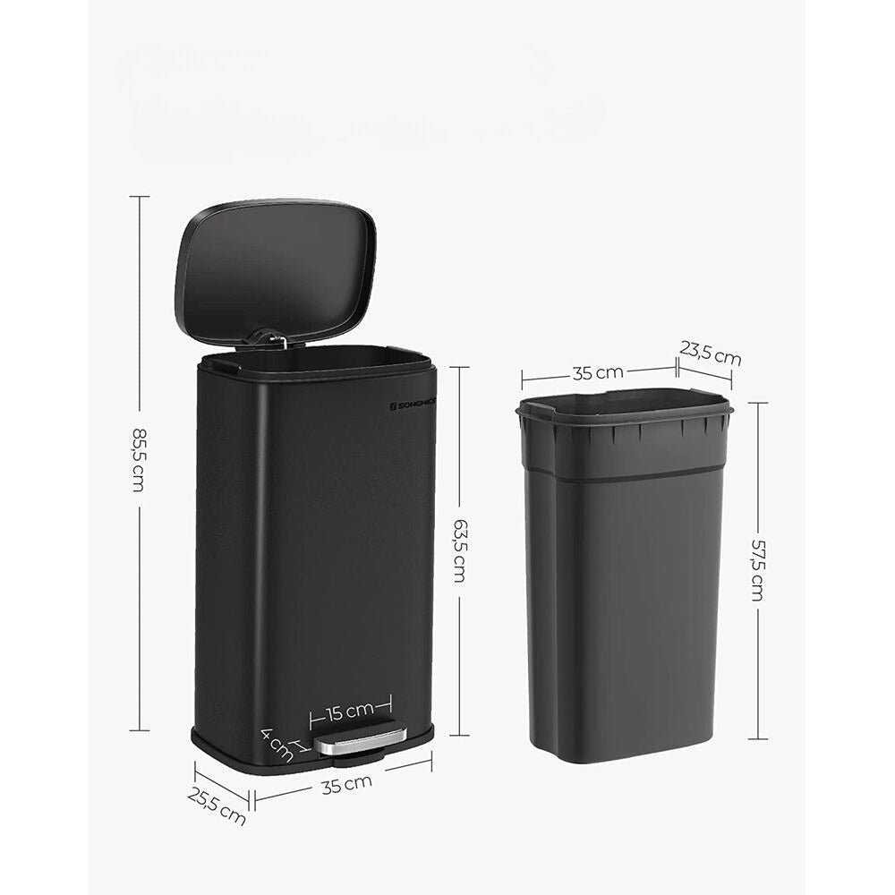 Nancy's Aspatria Trash Can - Waste Bin - Pedal Bin - Black - 30 liters