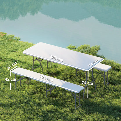 Nancy's Corsico Picknicktafel - Picknickbank - Campintafel - Campingbank - 3-Delige Set - Opvouwbaar - Wit
