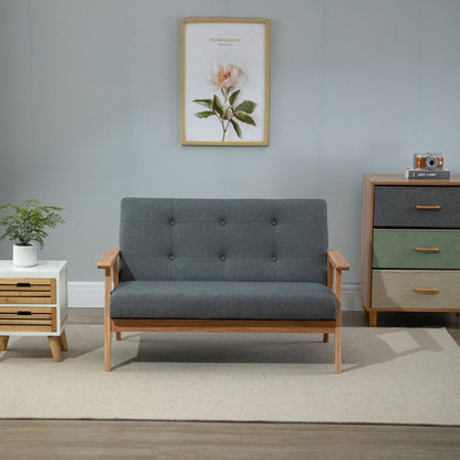 Nancy's Eye 2 zits bank twee zits stoffen bank dubbele bank bekleding loveseat compact design linnen rubberwood grijs