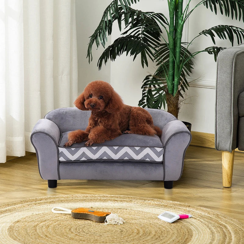 Nancy's Annis Lake Dog Sofa - Gray - Washable dog bed - Velvet
