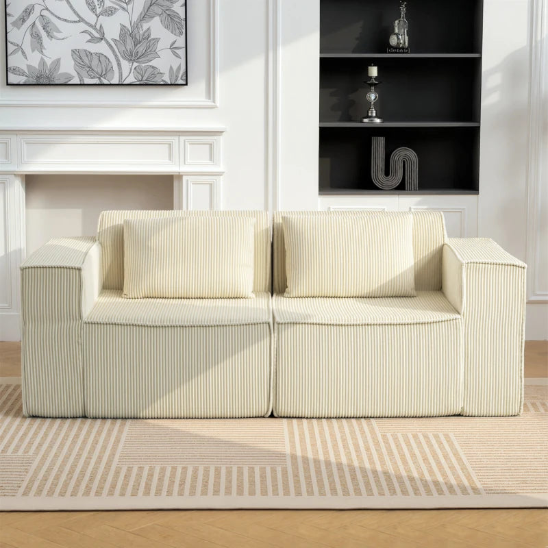 Nancy's Senales 3-Zitsbank - Driezitsbank - Woonkamerbank - Zitbank - Beige - Corduroy - ± 200 x 90 x 75 cm