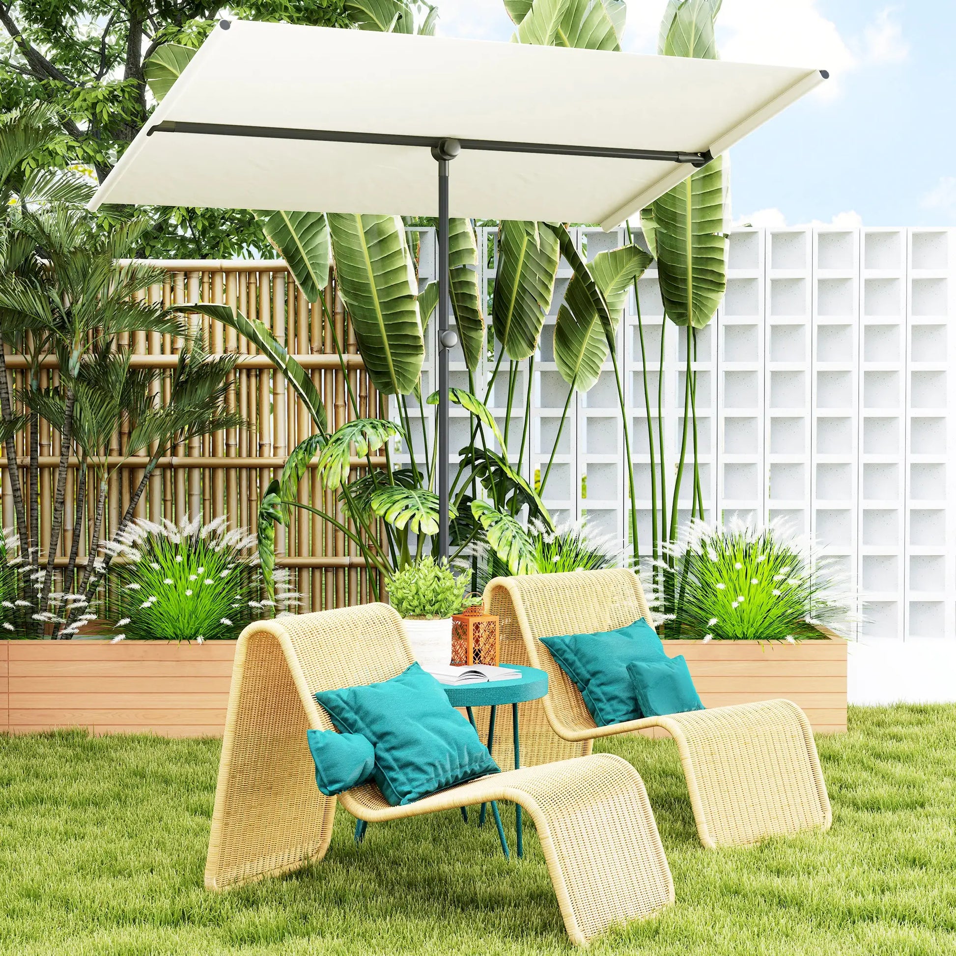 Nancy's Crema Parasol - Tuinparasol - Verstelbaar - Beige - 150 x 205 x 120-215 cm