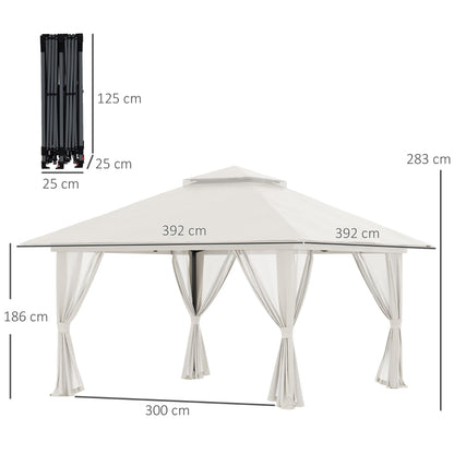 Nany's Pavlara Paviljoen - Party Tent - Tuin paviljoen - Crémewit - ± 400 x 400 cm