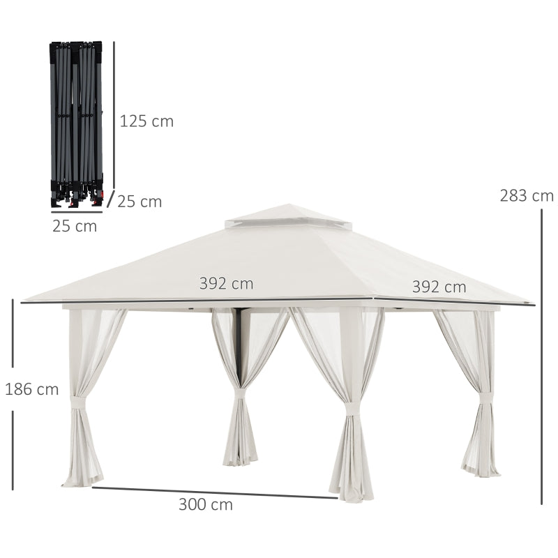 Nany's Pavlara Paviljoen - Party Tent - Tuin paviljoen - Crémewit - ± 400 x 400 cm