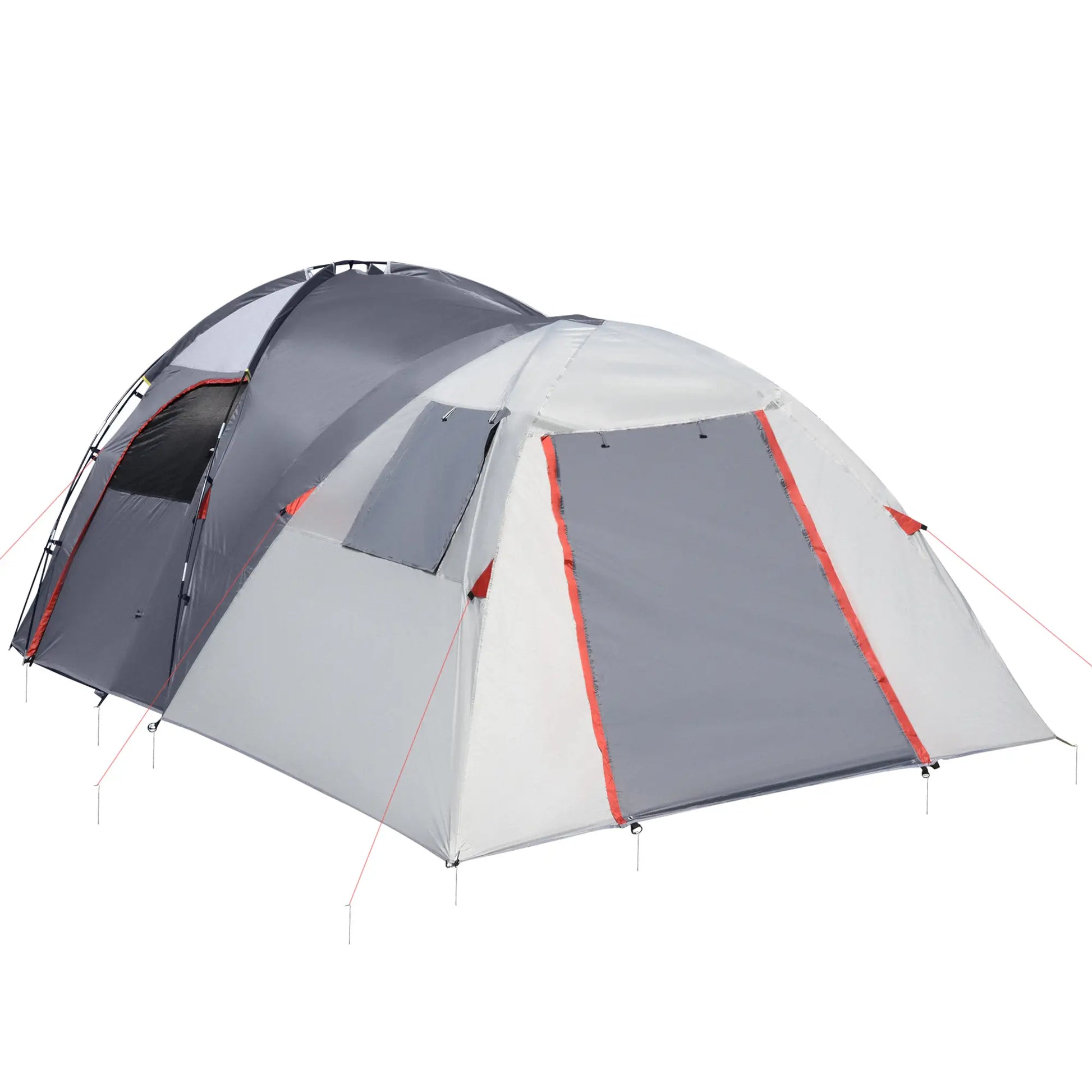 Nancy's Campotosto Kampeertent - Camping Tent - Twee Kamers - 4-5 Personen - Grijs / Rood - 490 x 250 x 185 cm