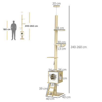 Nancy's Collio Krabpaal - Kattenboom - Kattenhuis - Beige - Jute - ± 40 x 40 x 240-260 cm