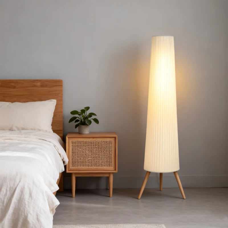 Nancy's Parrano Vloerlamp - Staande Lamp - LED-Lamp - Dimbaar - Wit - Staal / Hout