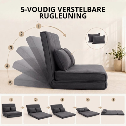 Nancy's Tavullia Slaapbank - Vloersofa - Verstelbare rugleuning - Donkergrijs - Corduroy