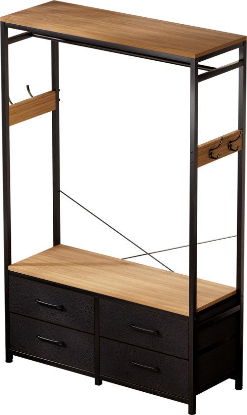 Casamoda Kledingkast - Wandgarderobe - Kledingrek - Kleerkast - Kapstok - Goud Eiken - 100 x 40 x 180 cm