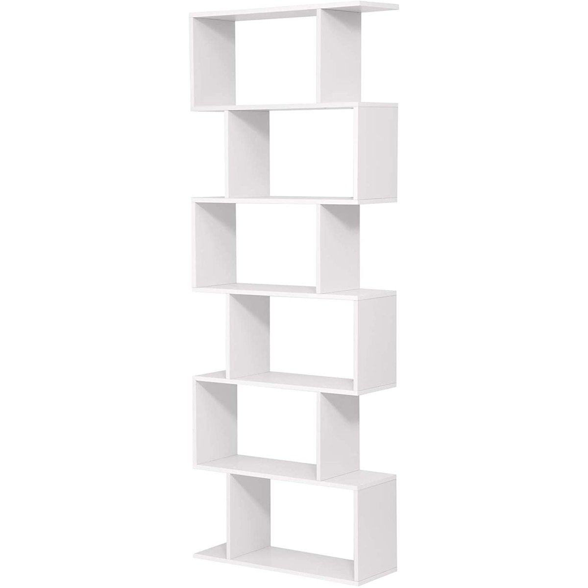 Nancy's Bexley Boekenkast - Open Kast - 6 Vakken - Bewerkt Hout - MDF - Wit- 70 x 23.5 x 190.5 cm