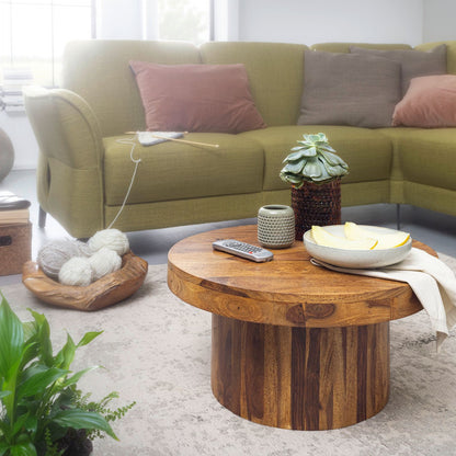 Nancy's Yumo Salontafel - Koffietafel - Bijzettafel - Massief Sheesham Hout - Ø 60 x 30 cm