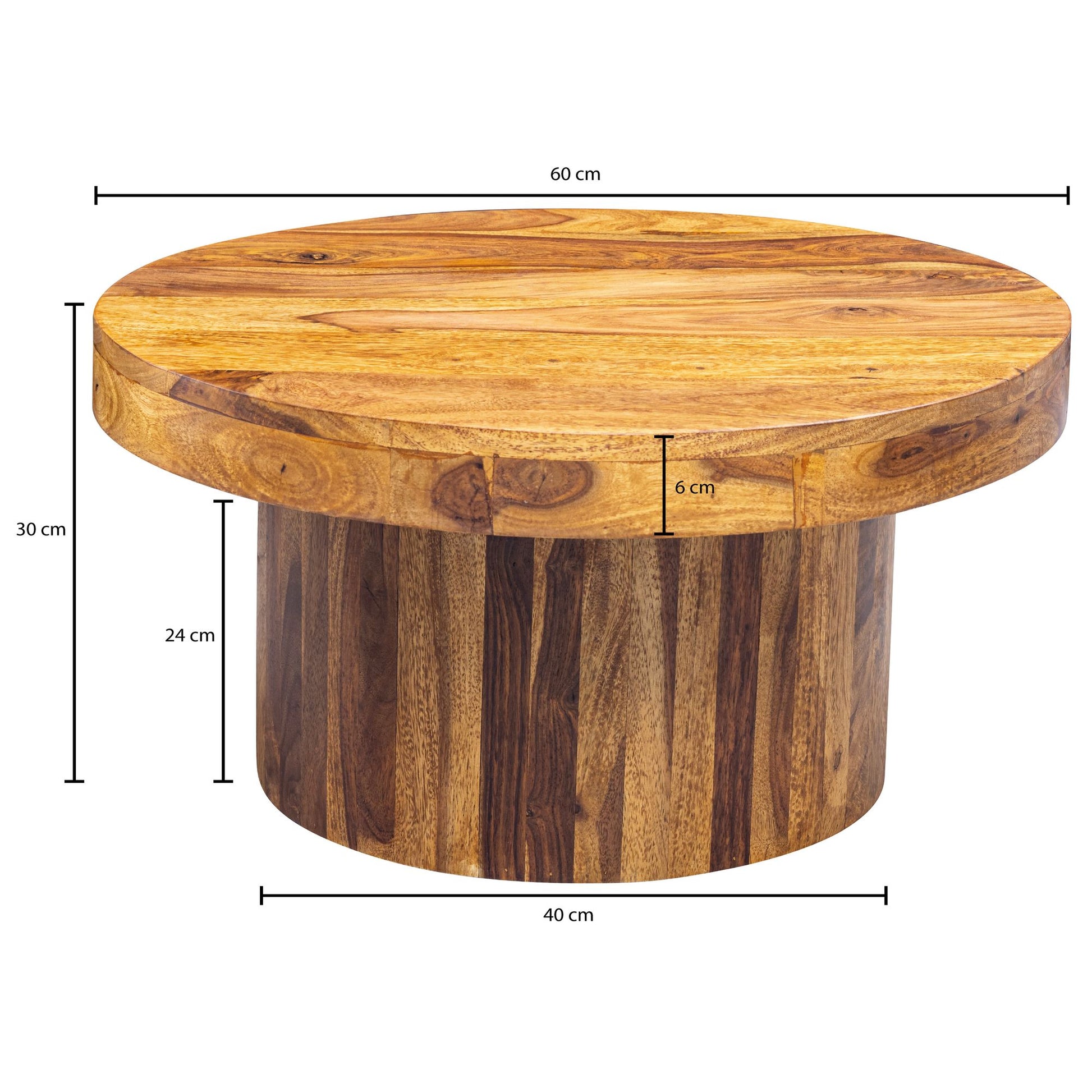 Nancy's Yumo Salontafel - Koffietafel - Bijzettafel - Massief Sheesham Hout - Ø 60 x 30 cm