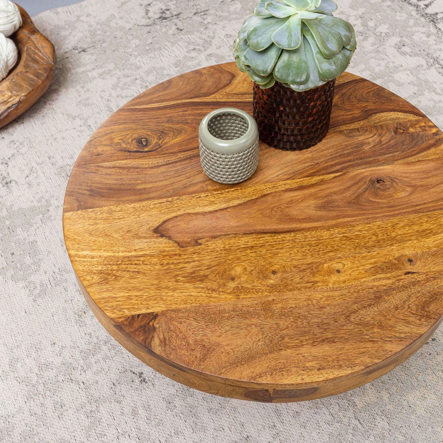 Nancy's Yumo Salontafel - Koffietafel - Bijzettafel - Massief Sheesham Hout - Ø 60 x 30 cm