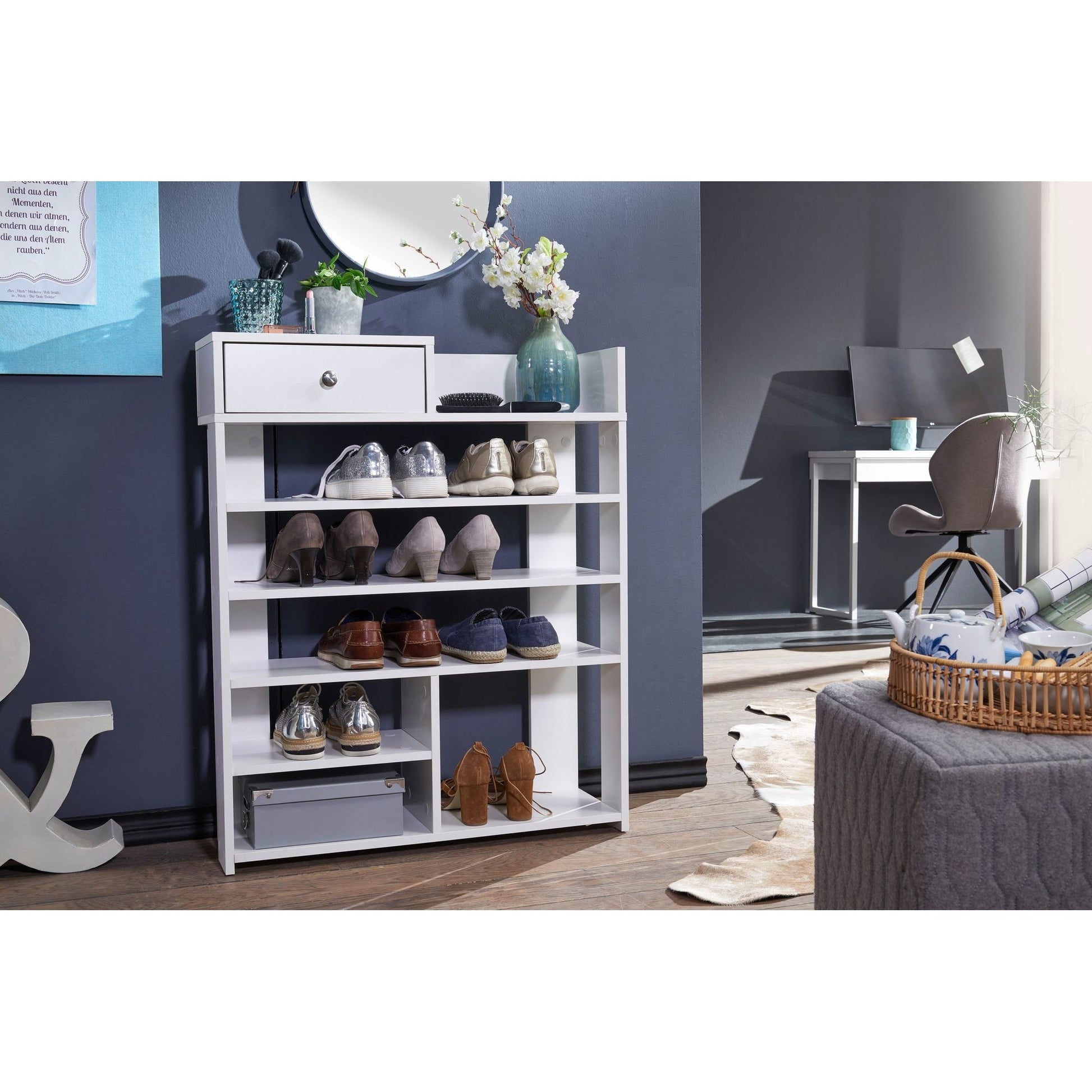 Nancy's Breganze Schoenekast - Schoenenrek - Wit - ± 75 x 25 x 90 cm