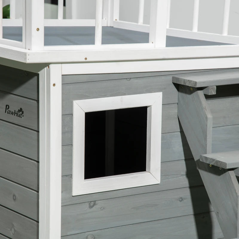 Nancy's Soragna Hondenhok - Hondenverblijf voor buiten - Dakterras - Grijs - Dennenhout - ± 120 x 75 x 80 cm