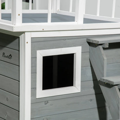 Nancy's Soragna Hondenhok - Hondenverblijf voor buiten - Dakterras - Grijs - Dennenhout - ± 120 x 75 x 80 cm