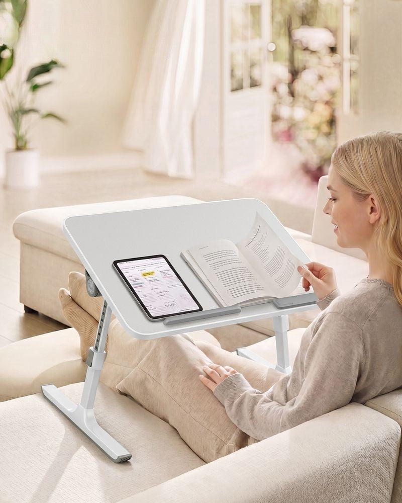 Nancy's Tignale Laptoptafel - Laptopstandaard - Bedtafel - In Hoogte Verstelbaar - Grijs
